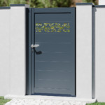 Portillon aluminium Gris anthracite sur mesure modèle Etna avec cadre et à lame décorative - Haut de Gamme prix usine