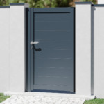 Portillon aluminium Gris anthracite sur mesure modèle EVEREST avec cadre occultant - Haut de Gamme prix usine