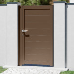 Portillon aluminium Gris Beige sur mesure modèle EVEREST avec cadre occultant - Haut de Gamme prix usine