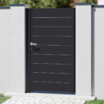 Portillon aluminium Noir Sablé sur mesure modèle FUJI sans cadre - occultant - Haut de Gamme prix usine
