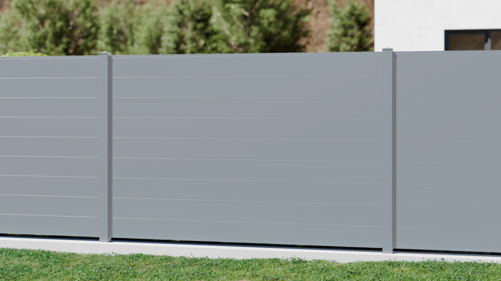 Clôture en aluminium sur mesure moderne design Patagonia - Gris aluminium - haut de gamme prix usine