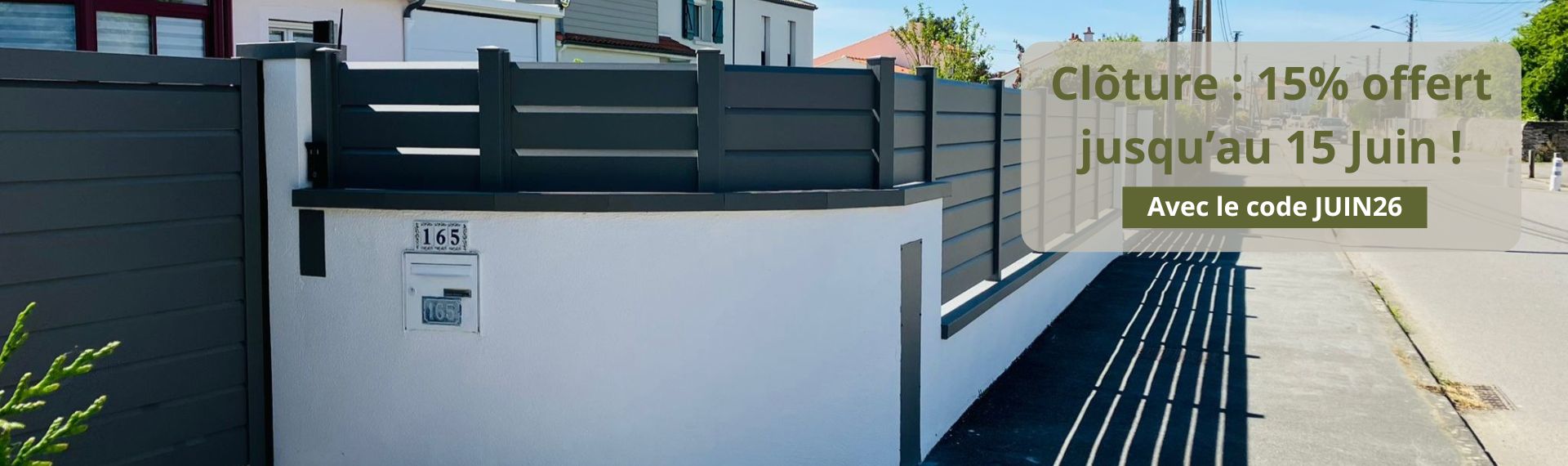 Offre de Juin MyDoorling, jusqu'à 15% offert sur nos clôtures et portillons